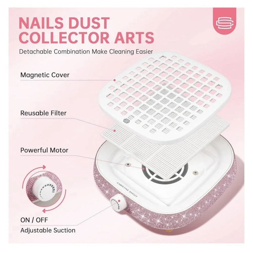 CHRISTINE SHELLY‎ G340 6000 RPM Nail Dust Collector Low Noise Pink New In Box
